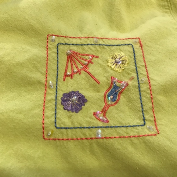 Jane Ashley lime green collared shirt embellished with boat drinks (2X) - Picture 6 of 10
